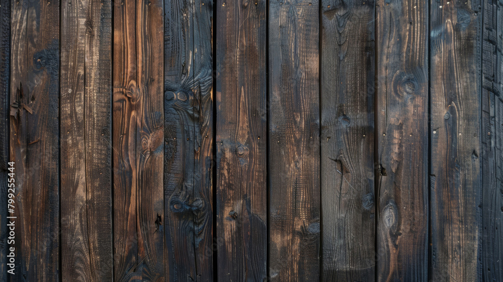 Poster detailed high-resolution image of natural patterns on a dark wooden fence
