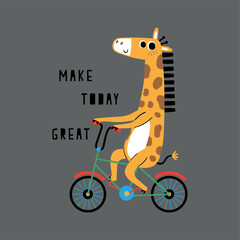 cute giraffe elephant drawing as vector for print © MKE PRINT LAB.