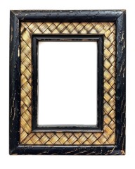 Black Wood Frame with Gold Weave Inset Liner Isolated on White for Picture, Photo, or Art Display