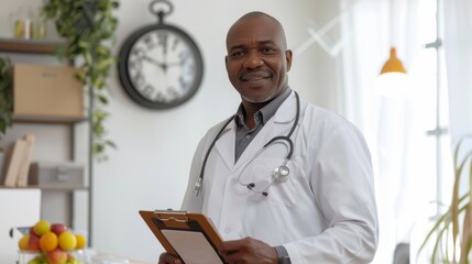 Cheerful Doctor Holding Clipboard