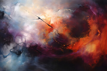 Alone Amidst the Abyss, abstract landscape art, painting background, wallpaper, generative ai