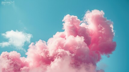 Sugary Sweet Cotton Candy Clouds in the Sky. A Dreamy Pink Scenic View of Cloudscape and Nature