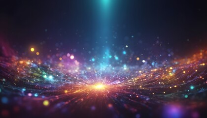 Fototapeta premium Lively backdrop adorned with an assortment of colorful lights and sparkles