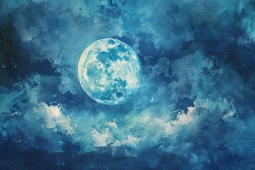 Mystical Full Moon Night Stunning High Detail K Watercolor Graphic