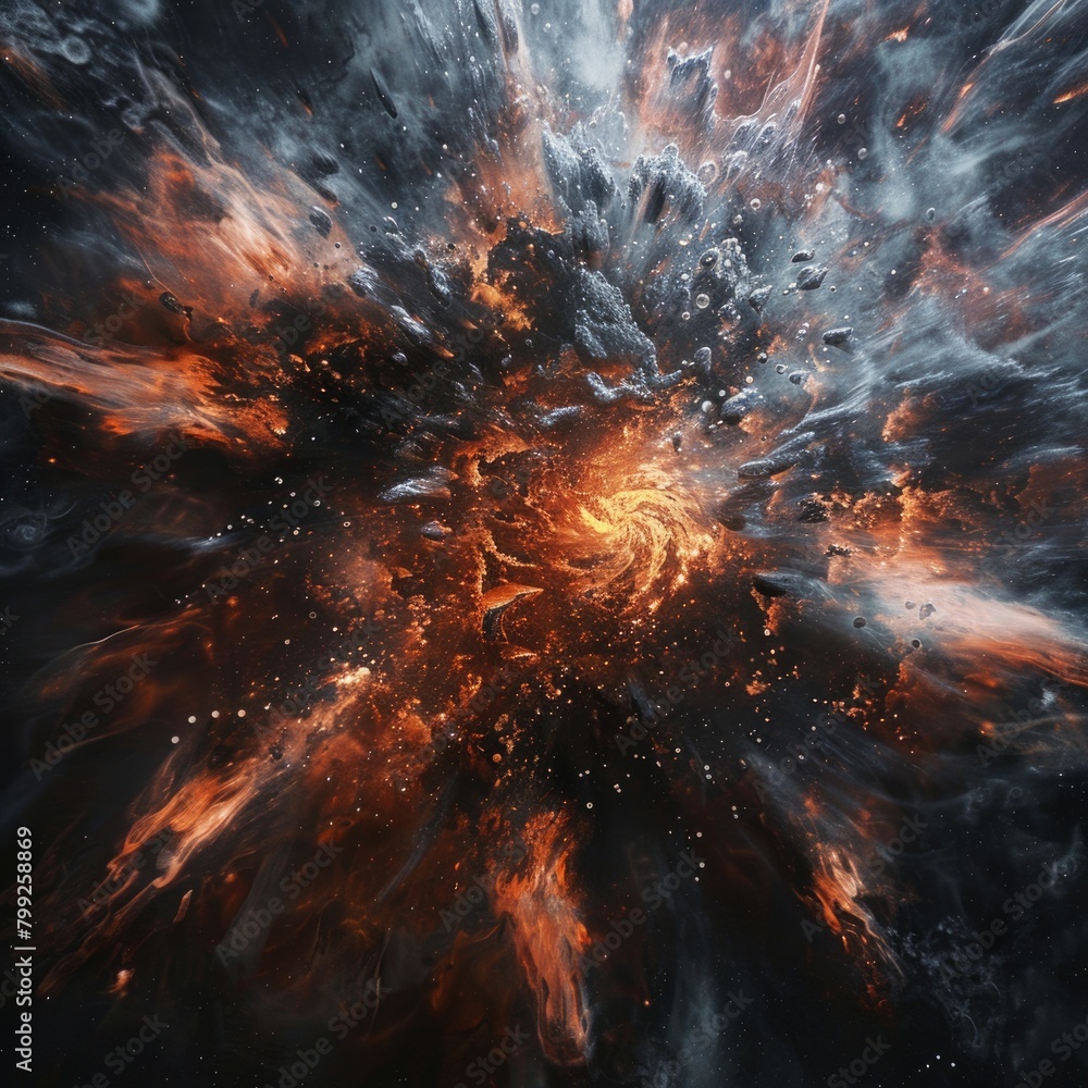 Wall mural apocalyptic shockwave: abstract cosmic explosion with bright core and dark background