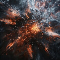 Apocalyptic Shockwave: Abstract Cosmic Explosion with Bright Core and Dark Background