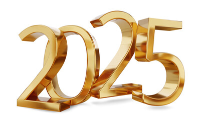 2025 golden symbol new year isolated metallic gold colored as luxury numbers