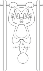 Monkey Bodybuilder Pull ups Fitness Animal Vector Graphic Art Illustration