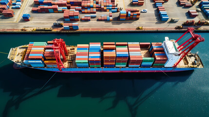Container cargo ship - obrazy, fototapety, plakaty