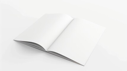 Square Bi-Fold Brochure Mock-Up on Blank White Paper. 3D Illustration for Leaflet or Booklet Design