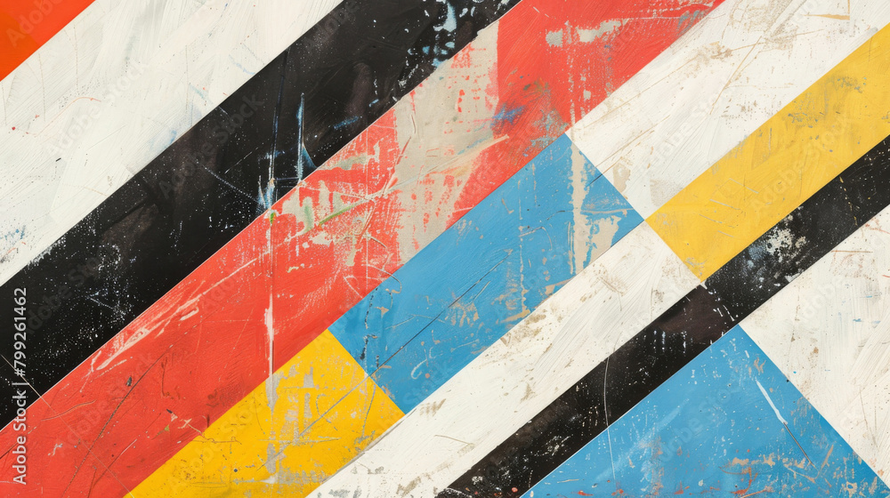 Poster background with diagonal stripes and distressed, grunge style in vibrant colors