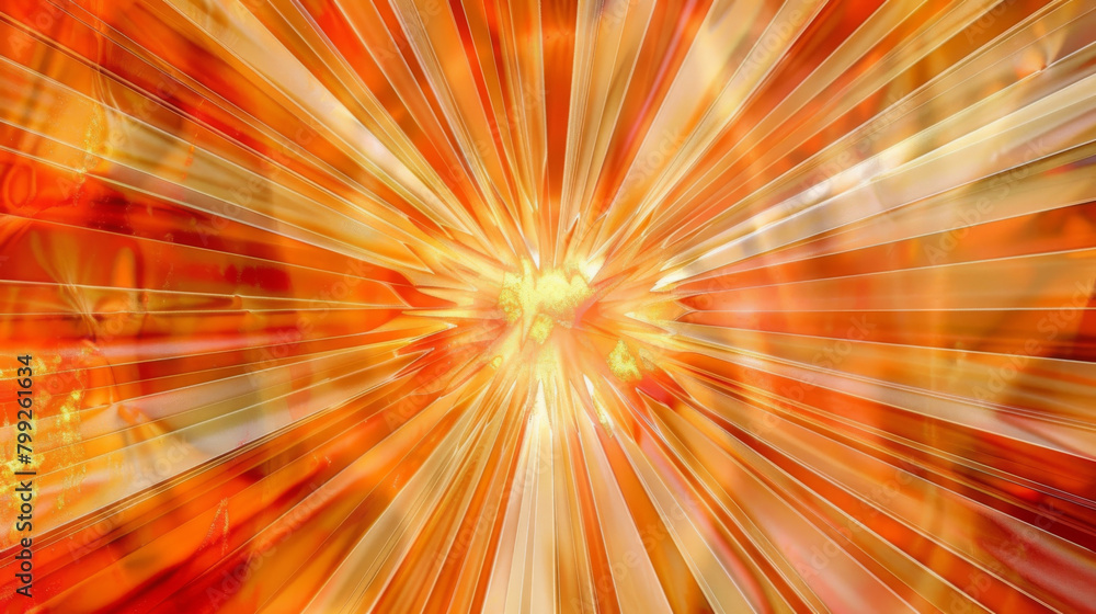 Aufkleber vivid orange and red rays emanating from center in an explosive abstract pattern