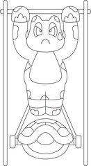 Turtle Bodybuilder Pull ups Fitness Animal Vector Graphic Art Illustration