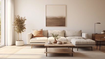 Fototapeta na wymiar Modern living room design in a minimalist style.