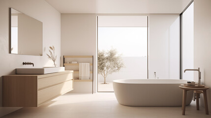 Fototapeta na wymiar Modern bathroom design in a minimalist style.