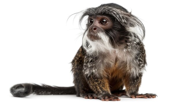 Emperor Tamarin - Cute Primate Isolated on White Background. Ape with Mustache from Amazon