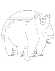 Bear Coloring Page. Wild Animal Coloring Page for Kids Who love jungles and wildlife