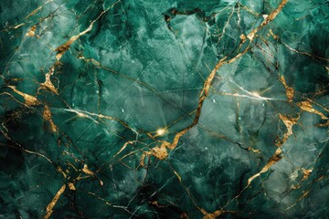 Emerald Green Marble Wallpaper with Gold Highlights - Generative AI Composite Texture Background