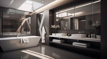 Luxurious interior of a modern bathroom.
