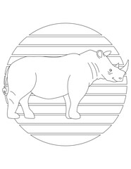 Rhino Coloring Page. Wild Animal Coloring Page for Kids Who love jungles and wildlife