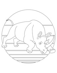 Rhino Coloring Page. Wild Animal Coloring Page for Kids Who love jungles and wildlife