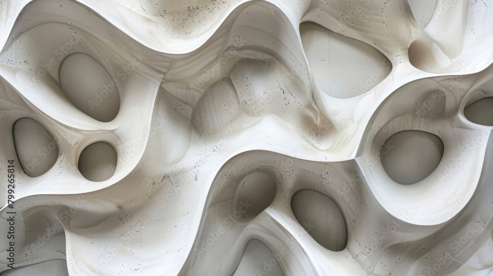 Poster 3d white organic pattern with shadow and light interplay in high-resolution image