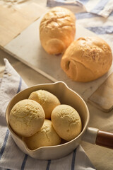 Delicious Colombian food  cheese bread. Also known in Latin America as Chipa, Pan de Bono and Pan de Yuca, tequeños, pandebono Cheese sticks, traditional Brazilian food