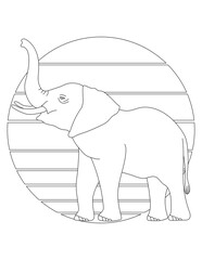 Elephant Coloring Page. Wild Animal Coloring Page for Kids Who love jungles and wildlife