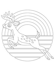 Deer Coloring Page. Wild Animal Coloring Page for Kids Who love jungles and wildlife