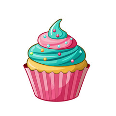 Delicious colorful cupcake and cream on top