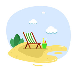 Summer beach holiday at sea. Recreation equipment. Vector illustration.