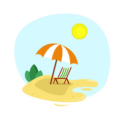 Summer beach holiday at sea. Recreation equipment. Vector illustration.