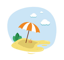Fototapeta na wymiar Summer beach holiday at sea. Recreation equipment. Vector illustration.