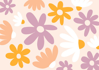 Abstract flowers vector background. Summer plants and geometric shapes print