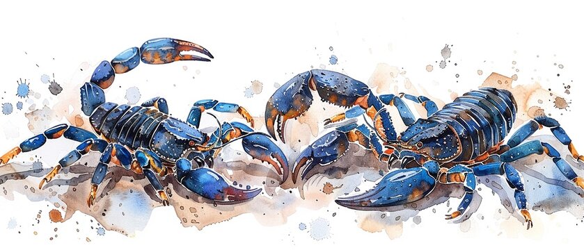 scorpions.watercolor storybook illustration