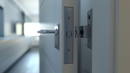 Close-up view of a privacy door lock typically used on bathroom doors, showcasing its simple yet secure mechanism in a realistic setting