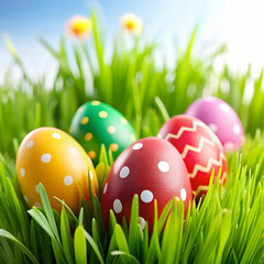 free photo easter eggs on fresh green grass over w