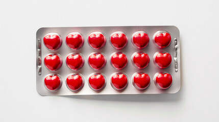 Red heart-shaped pill tab packaging