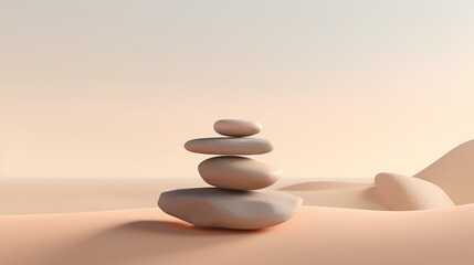 Balancing stones on desert dunes