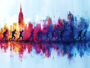 Expressive Urban Run: Modern Illustration of Athletic Energy