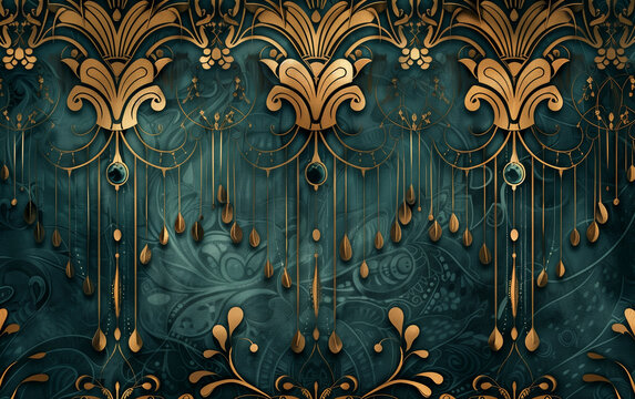 **mermaid flapper era wallpaper symmetrical repeating. Velvet on paper. Art deco jazz age. Movie influence ‘Something to Think About’. P18k unreal engine. --ar 8:5 --v 6.0** - Upscaled (Subtle) by <@9