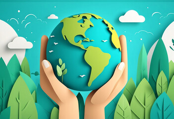 Concept of World Environment Day, Save the Earth, Protect environmental and eco green life, ecology and nature protect.