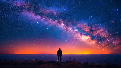 Fototapeta premium Celestial Majesty: Capturing the Serene Cloudscape Beneath the Starry Galaxy