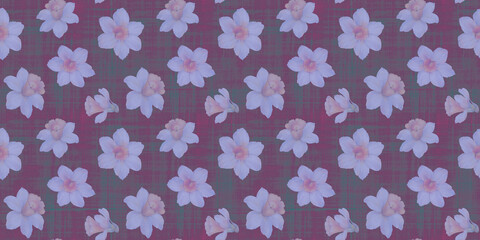 seamless pattern of flowers, watercolor pattern, endless botanical ornament, abstract background for design, colorful hand drawn illustration for wallpaper, packaging and print