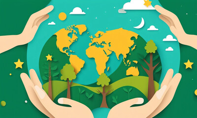 Concept of World Environment Day, Save the Earth, Protect environmental and eco green life, ecology and nature protect.