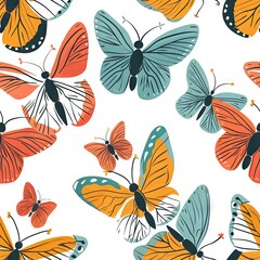 Vivid Butterfly Symmetry A Seamless Pattern of Natures Delicate