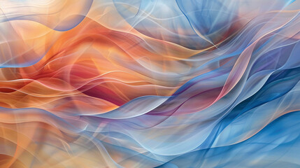 Serene ribbons of color gently intertwine, weaving a tranquil tapestry of abstract serenity. - obrazy, fototapety, plakaty