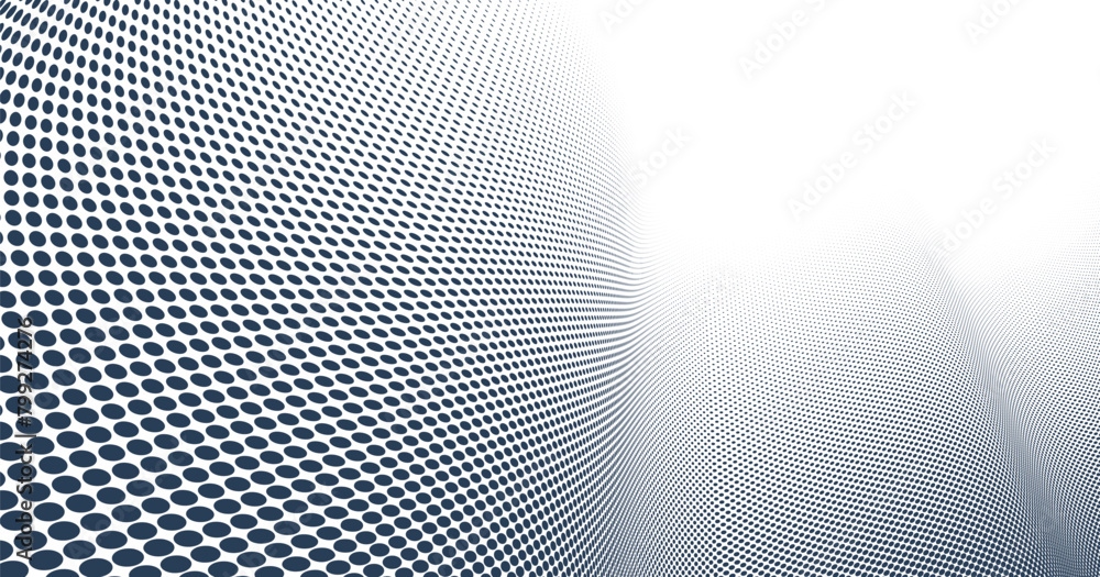 Aufkleber grey dots in 3d perspective vector abstract background, dotted pattern cool design, wave stream of s