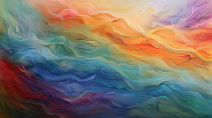 Serene currents of color flow and intertwine, casting a peaceful aura of abstraction upon the canvas.