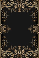 Black and Gold Background With Elegant Frame